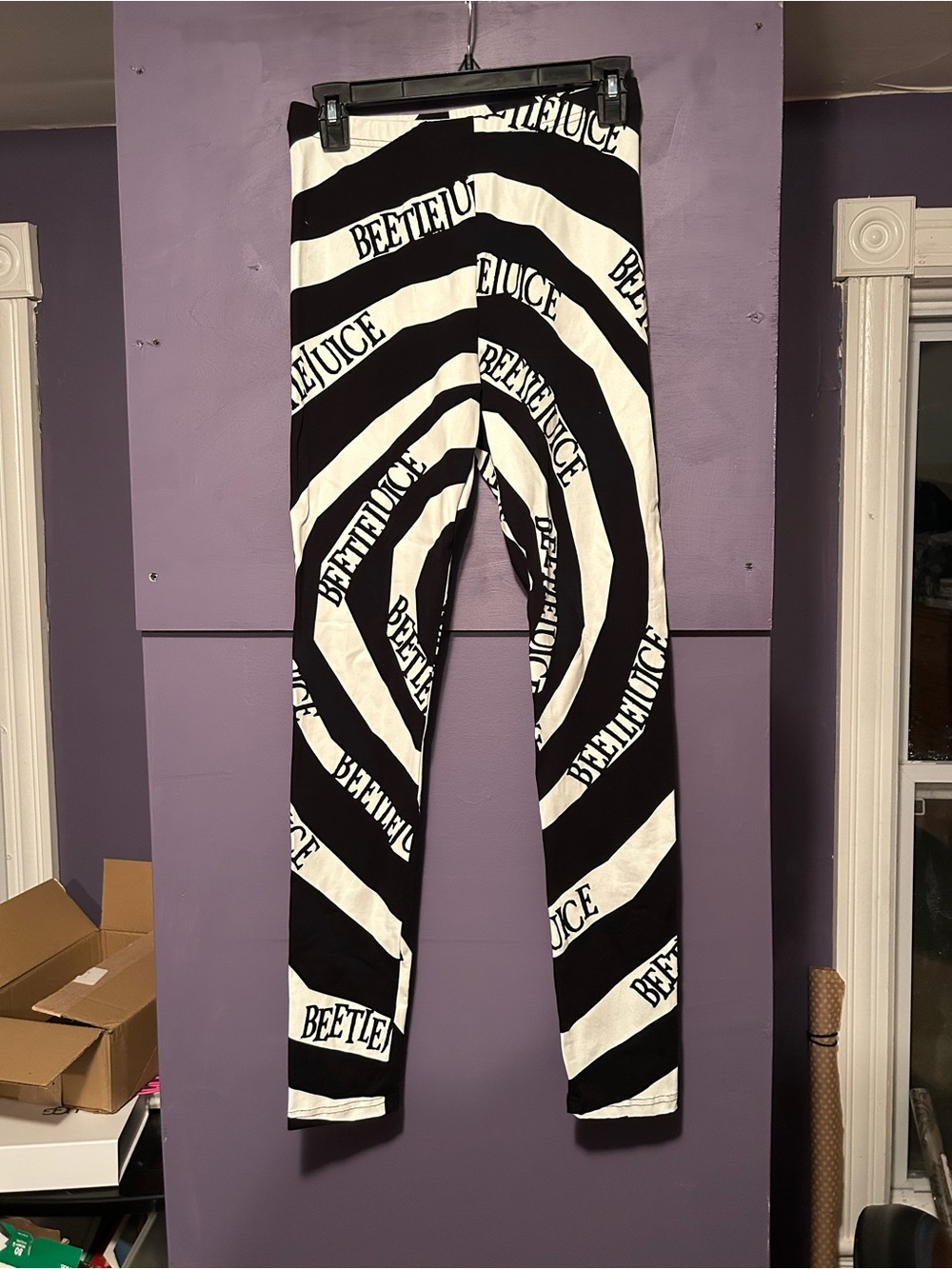 Killstar Black & White Beetlejuice Spiral Leggings